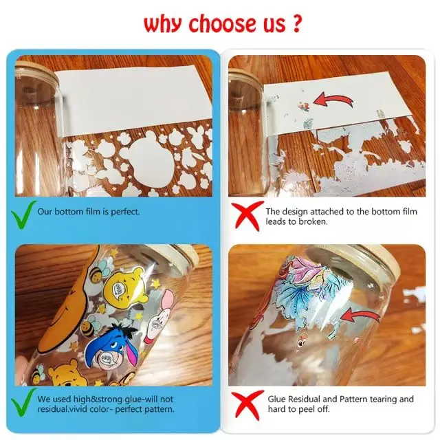 Különleges Virágtervezés 16Oz Üvegpoharat Csomagoló Matrica 3D Uv Dtf Csomagolásátviteli Vízállóban - Image 3