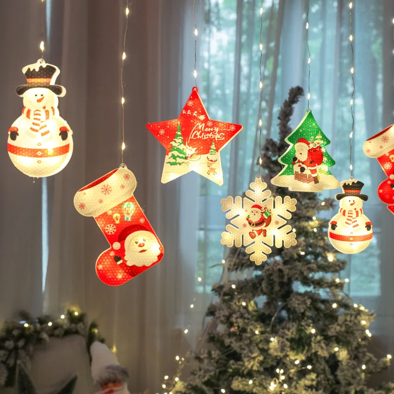 LED Curtain String Lamp Crystal Ball Christmas Home Tree Ornament Santa  Snowman Light Festoon Party Fairy New Year Gift 2023 - AliExpress