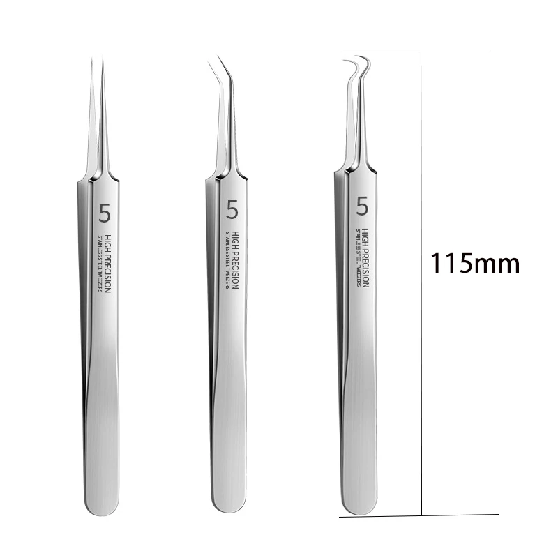 LUXIANZI 0.01m Precision Tweezers SMD Electronic Phone circuit boards  Repair Hand Tool Curved Straight Tip