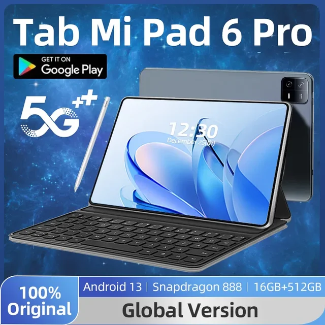 Tablet PC Original HD 4K Pad 6 Pro Versão Global, Snapdragon 888, Android 13.0, Xioa mi, 10000mAh, 16GB, 512GB, Tela 5G, WiFi, Mi, 2021