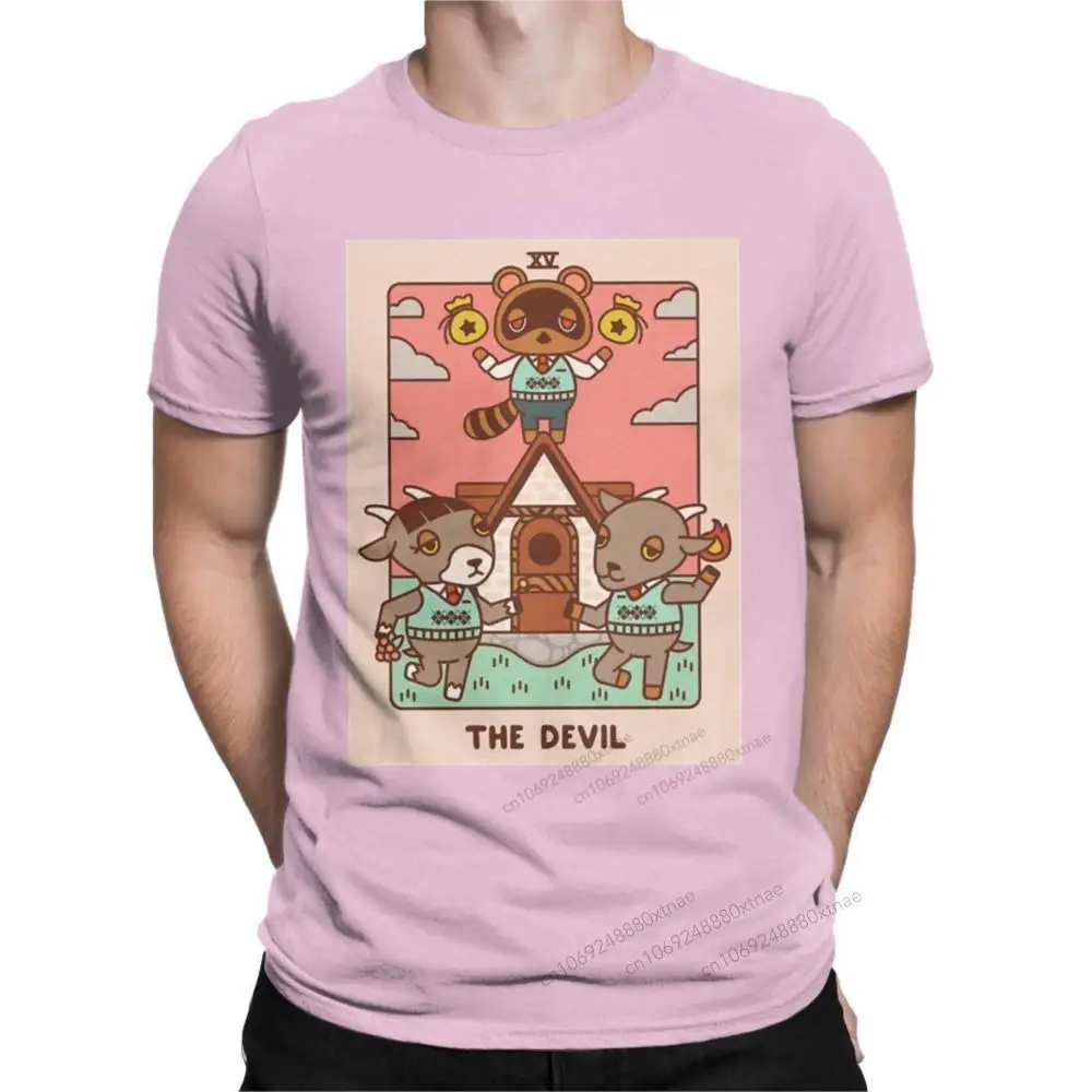 

Animal Crossing New Horizons Tom Nook The Devil T-Shirt for Men Crewneck Pure Cotton T Shirts Short Sleeve Tees Gift Tops