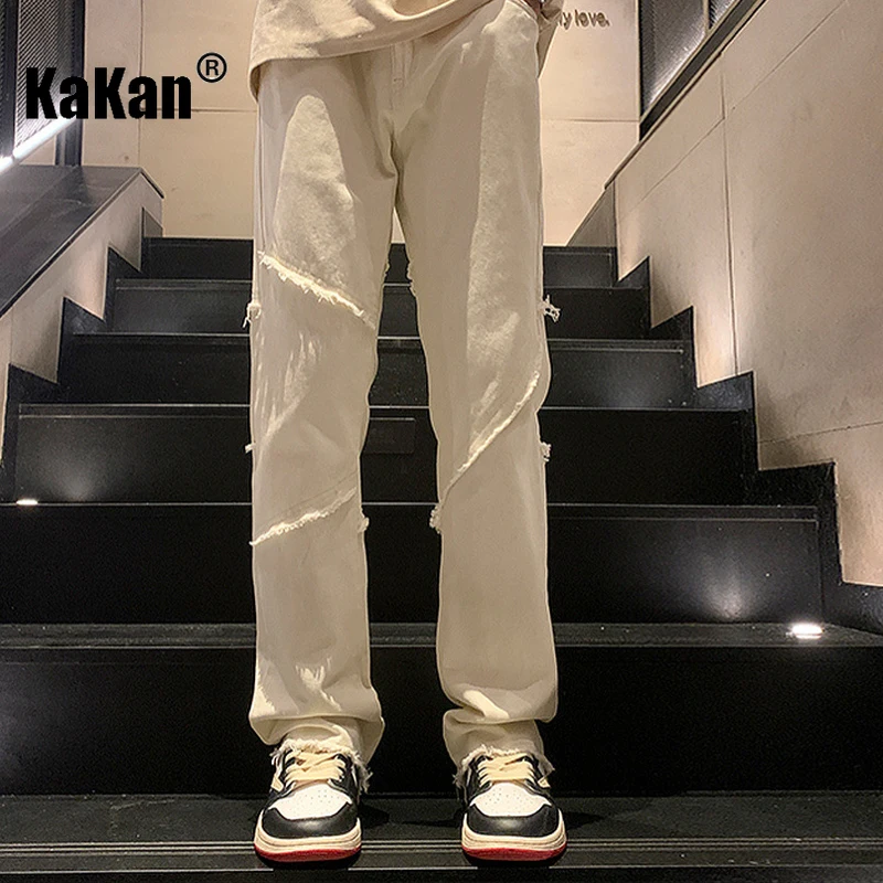Kakan - New Niche Design with A Subtle Flare Denim for Men, High Street Retro Slim Straight Pants K24-XTD988