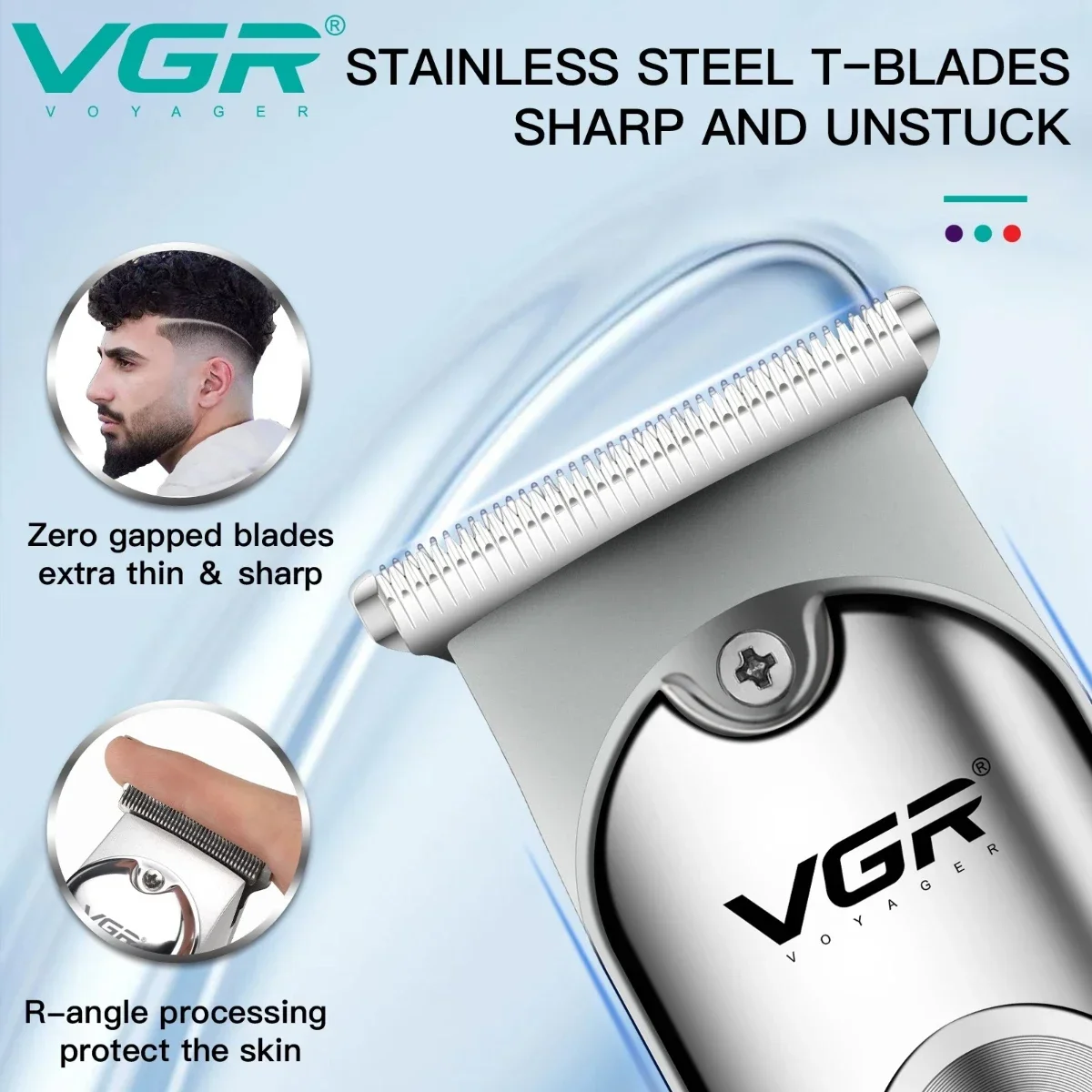 VGR Hair Trimmer Electric Clipper Professional Hair Cut Machine Barber Clipper T-Blade Rechargeable Trimmer for Men V-071