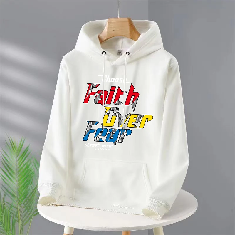 

Cartoon Faith Over Fear winter hoodie Anime Hoodies unisex Women Ullzang student style Harajuku Sweatshirt casual Graphic Hoody