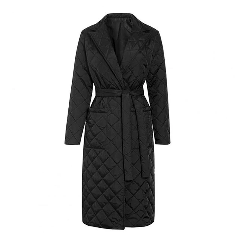 2022Winter Quilted Coats Women Long Parkas Vintage Plaid Loose Belt Jacket Overcoat Female Mid-Length  Outwear пальто женское пальто женское адель