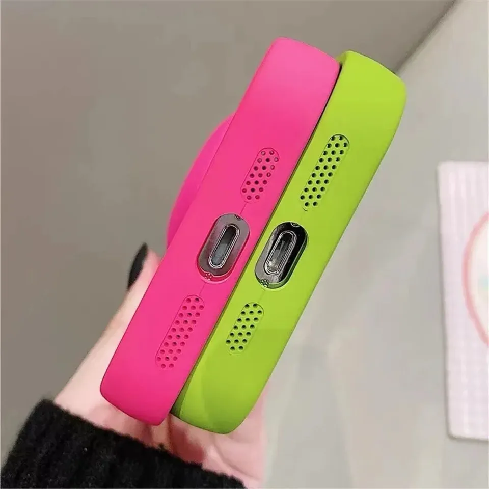 Einfarbige, einfache, süße 3D-Liebesherzhülle für iPhone 11 12 13 14 15 Pro Max 15Plus Kameraschutz, weiche Silikonrückseite_voghion.com