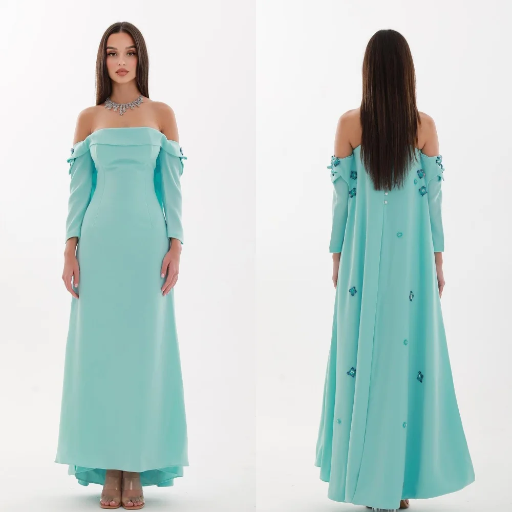 

Jersey Beading Draped Pleat Quinceanera A-line Off-the-shoulder Bespoke Occasion Gown Midi Dresses
