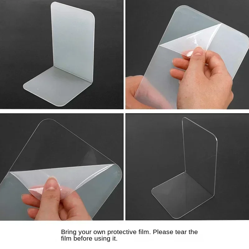 Transparent Acrylic Bookends Stand Book organizer Book holder Book stand Book terminal Bookshelf Desktop Decorative Storage Rack Book Holder Organizer School Stationery 1PC