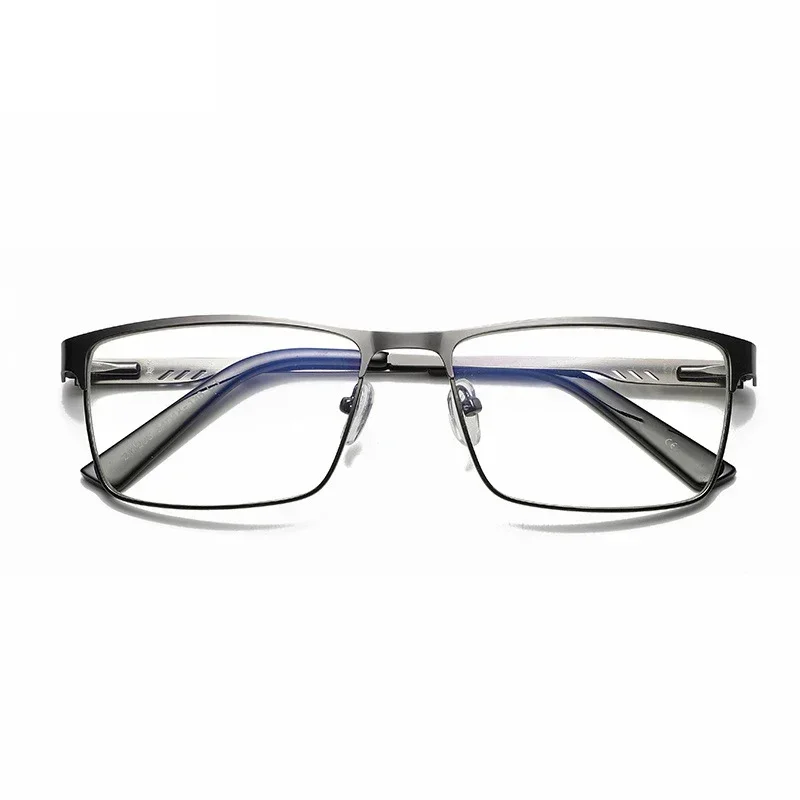 Reading Glasses Men Square Metal Frame Spring Leg Elderly Presbyopia Blue Light Blocking Eye Protection