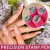 26pcs Nail Art Stamp Pen Set Floral Butterfly Pattern Nail Graffiti Pen Flower Painting Drawing Brush Stamp Pen Manicure Tools 4