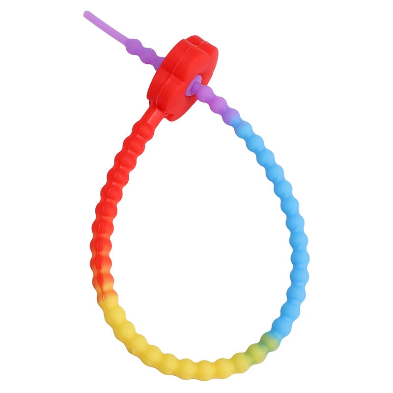 Cute Candy Color Silicone Reusable Bag Ties & Keychain Lanyard Set