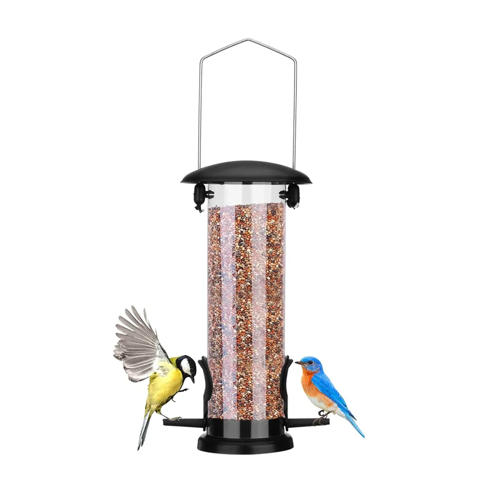 Outdoor hanging metal bird feeder in the courtyard, wild bird feeder in