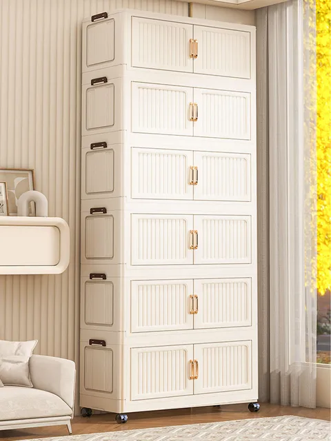 6/5/4/3/2/1 ชั้นติดตั้งฟรีตู้เก็บของบ้านห้องน้ําห้องครัวห้องนั่งเล่นห้องน้ําOrganizerเสื้อผ้าของเล่นOrganizer Multi Layerพลาสติกตู้เก็บของพับได้ 1