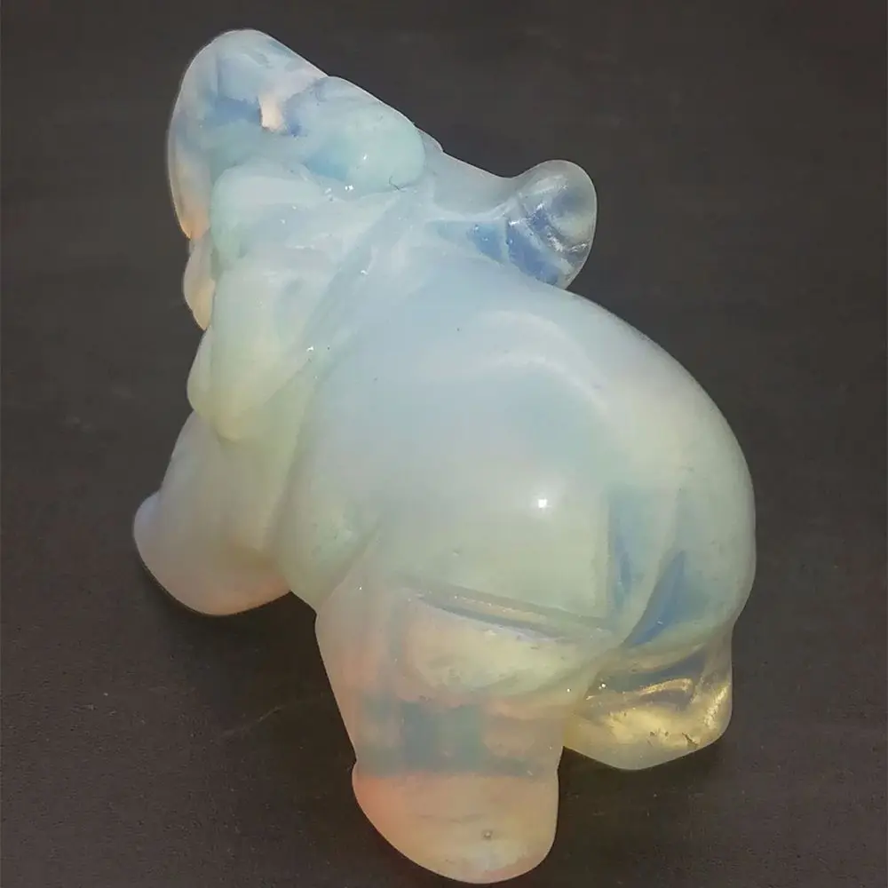 

for Home Decor Fashion Home Office Desk Ornament 1.5 Inch Hand Carved Elephant Gemstone Mini Exquisite Moonstone Animals Statue