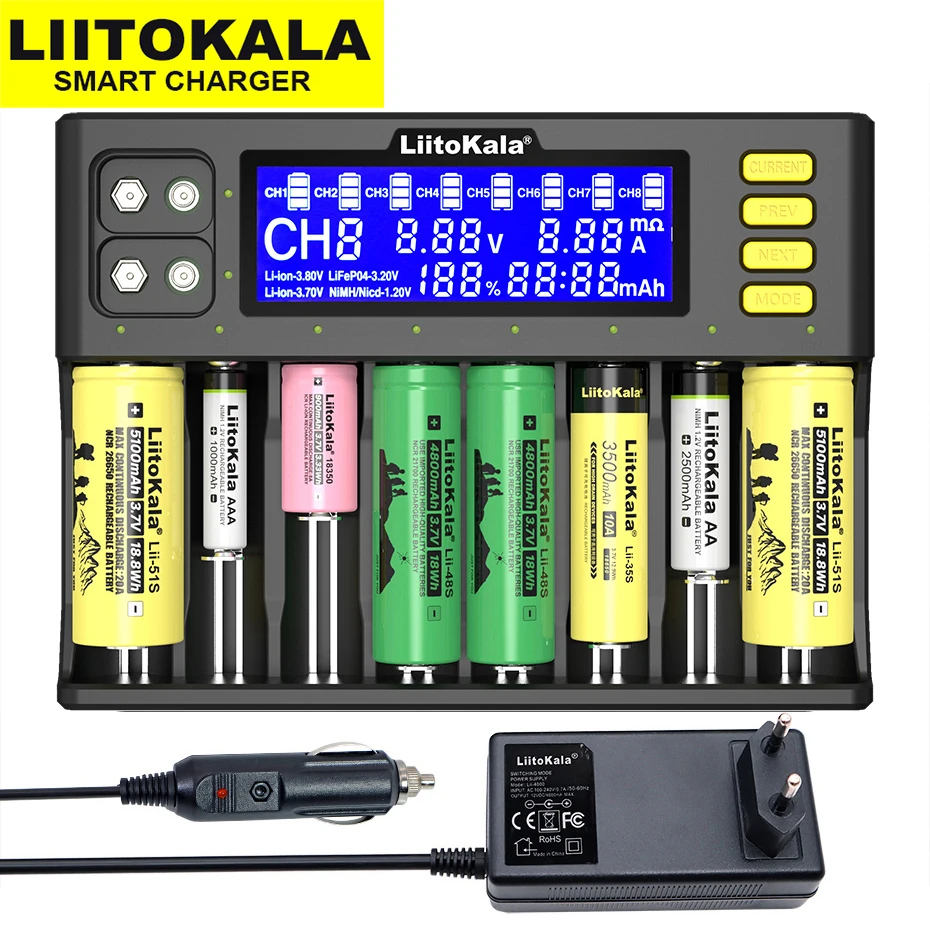 LiitoKala Lii-202 Lii-402 Lii-PD4 Lii-500 Lii-S8 Battery Charger 18650 26650 21700 AA AAA 3.7V Li-Ni-MH Battery usb shaver charger