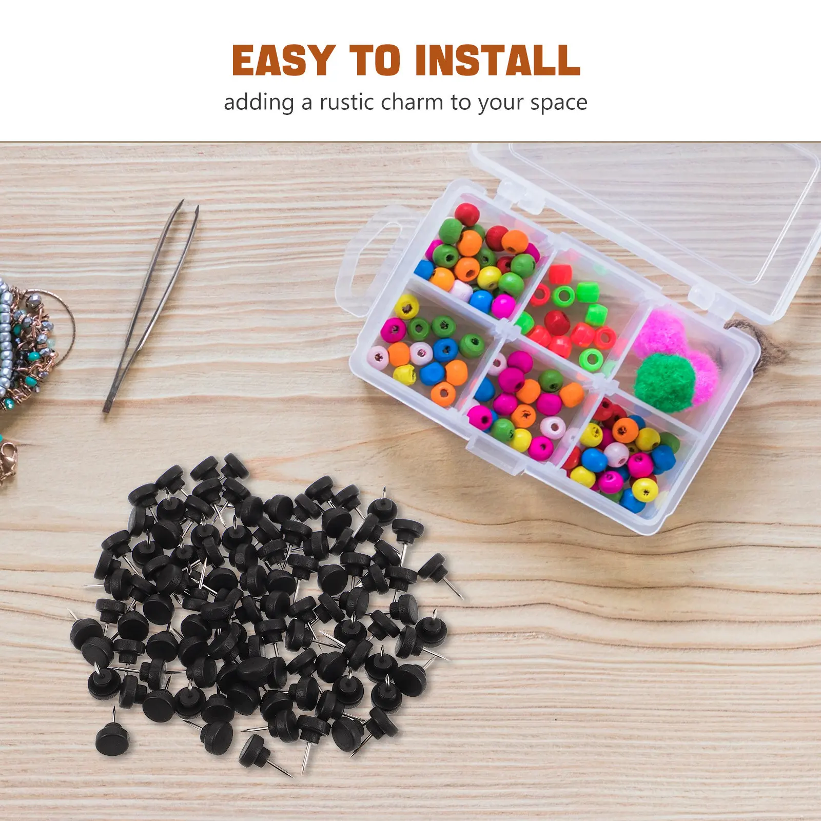 100개 플랫 헤드 나무 푸시핀 장 압정 코르크보드 포스터 사진 달력 사무용품 나무 압정