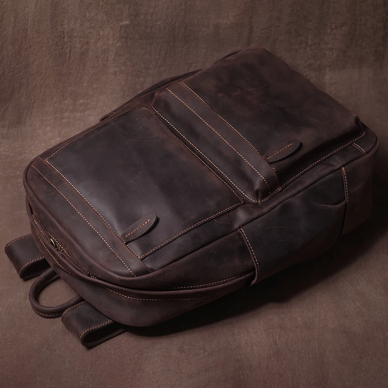 GURO High Quality Genuine Leather Backpack Men's Luxury Weekend Travel Bags Top Cowhide Vintage Schoolbag For 16 Inch Laptoptop