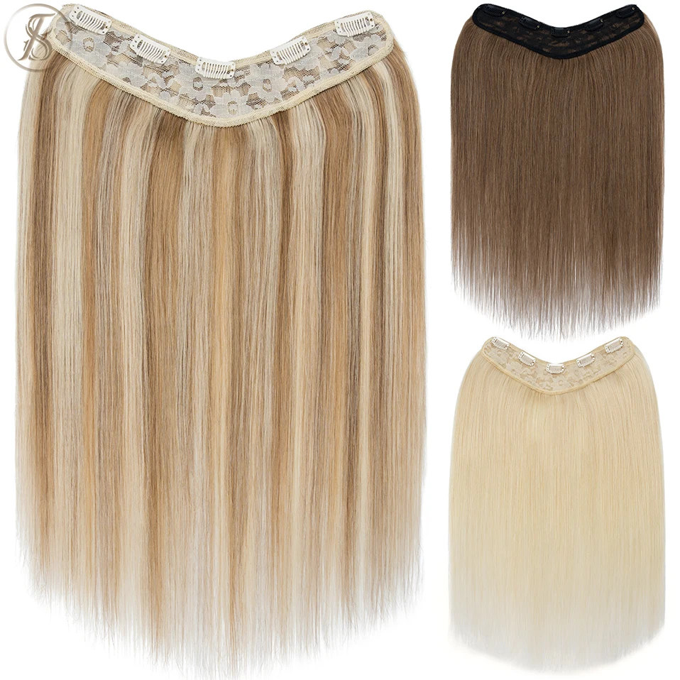 75g 22inch Clip In Human Hair Extensions Hair Clip 3/4 Full Head Straight Natural TESS V-shaped Hairpiece human hair extensions