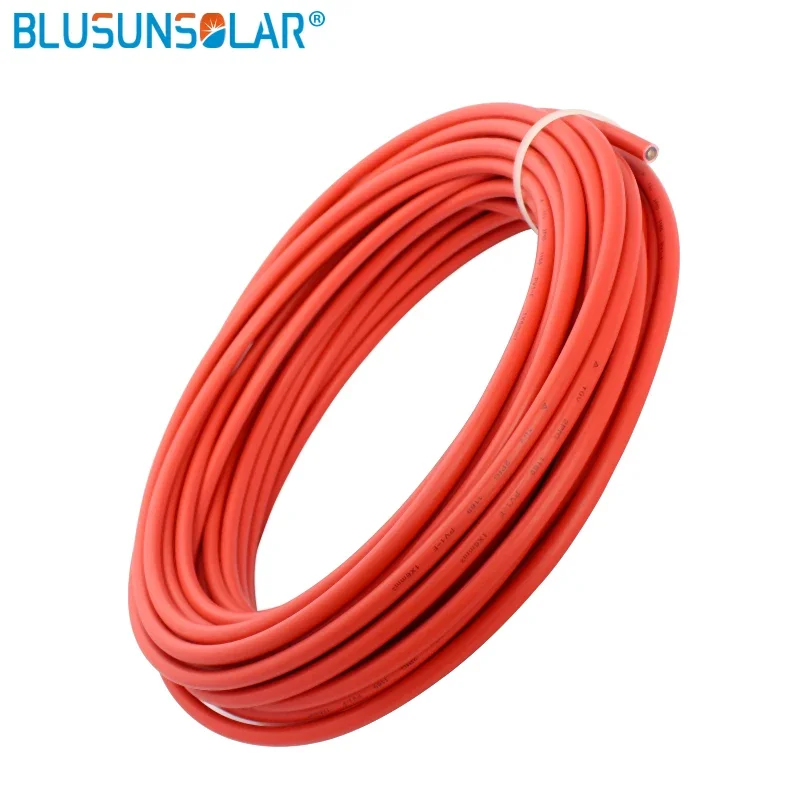 

BLUSUNSOLAR 20 M/roll 6.0mm2 PV DC Single Core Cable for Solar Power Connector with TUV Approved