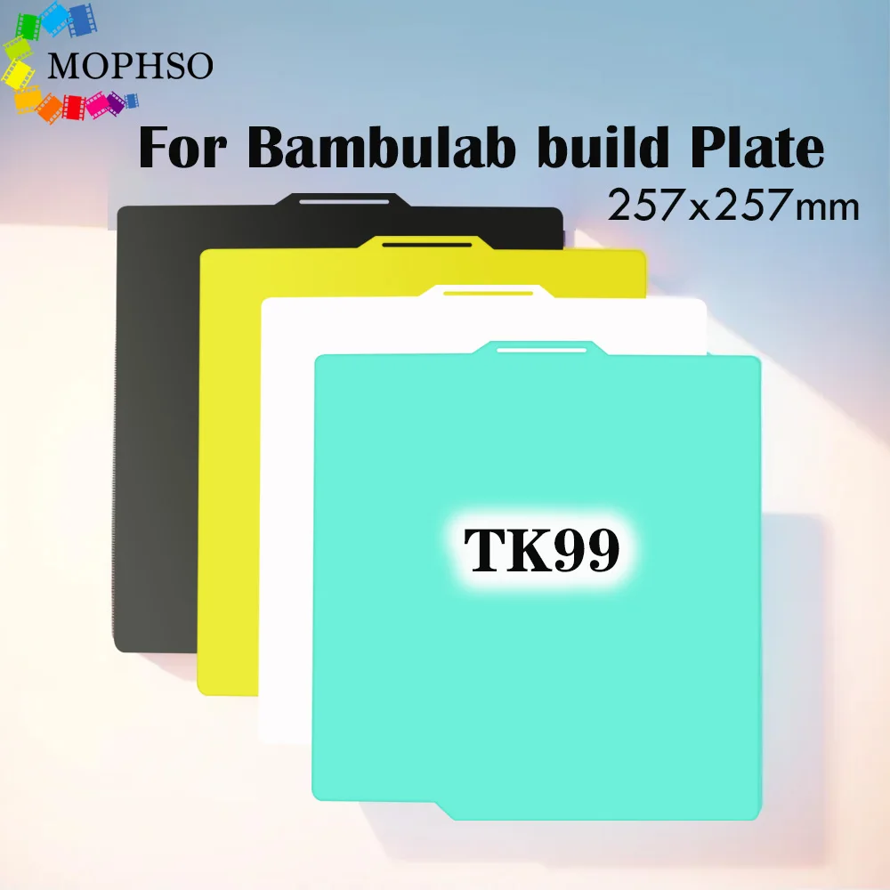 Bambu Lab 빌드 플레이트 교체용 초강력 접착 TK99 PEI, 257x257, 부드러운 고온 저항, Bamblab P1s X1c