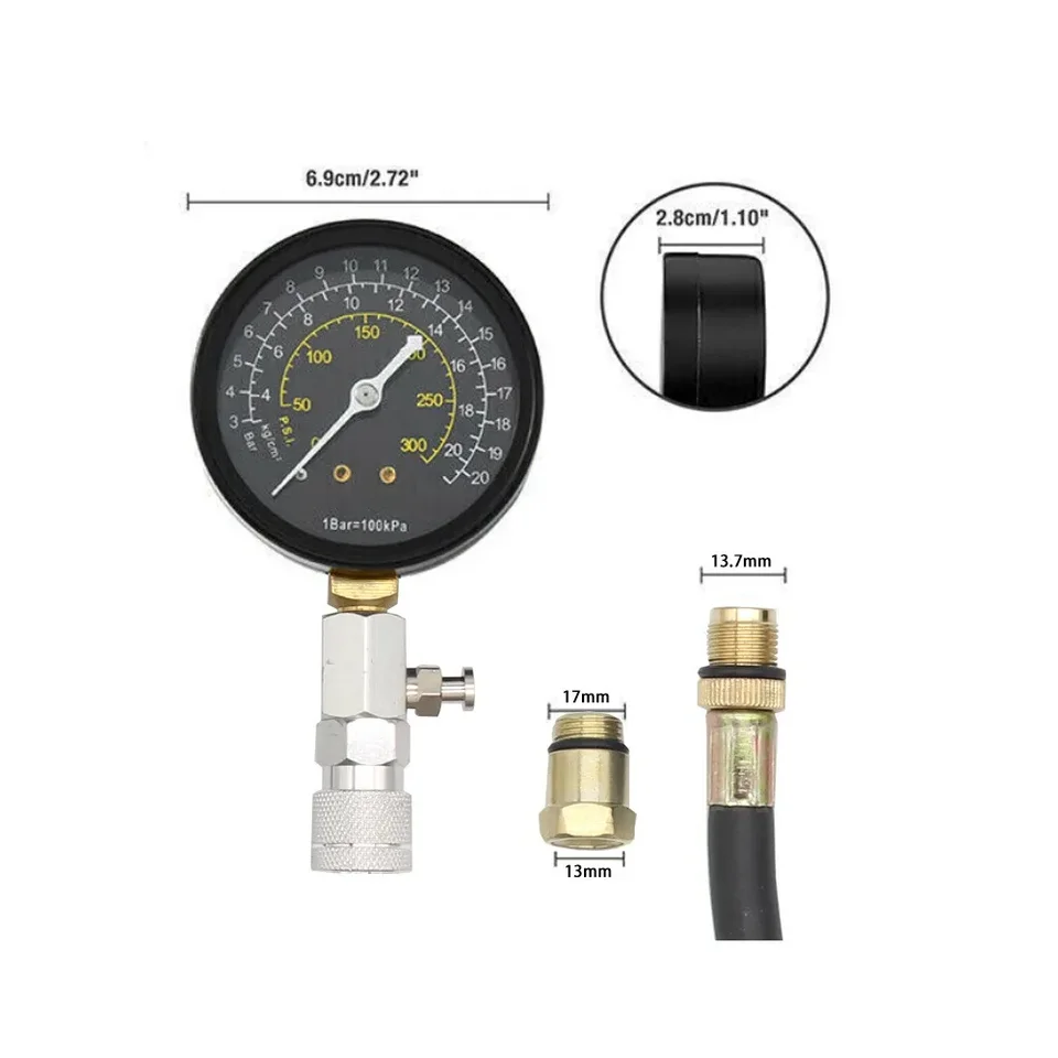 VEVOR Kit Manometro Compressione Motore 0-300 PSI Con 9 Adattatori Per Auto E Moto – Valigia Portatile