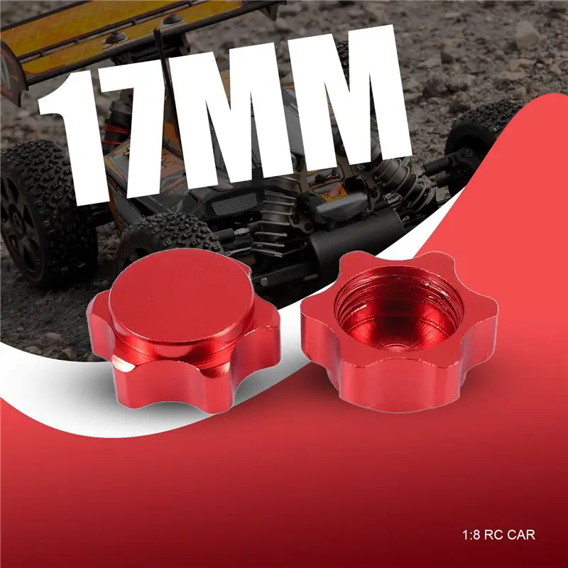 4개 알루미늄 휠 허브 커버 방진 커버 17mm 육각 너트 1/8 RC 자동차용