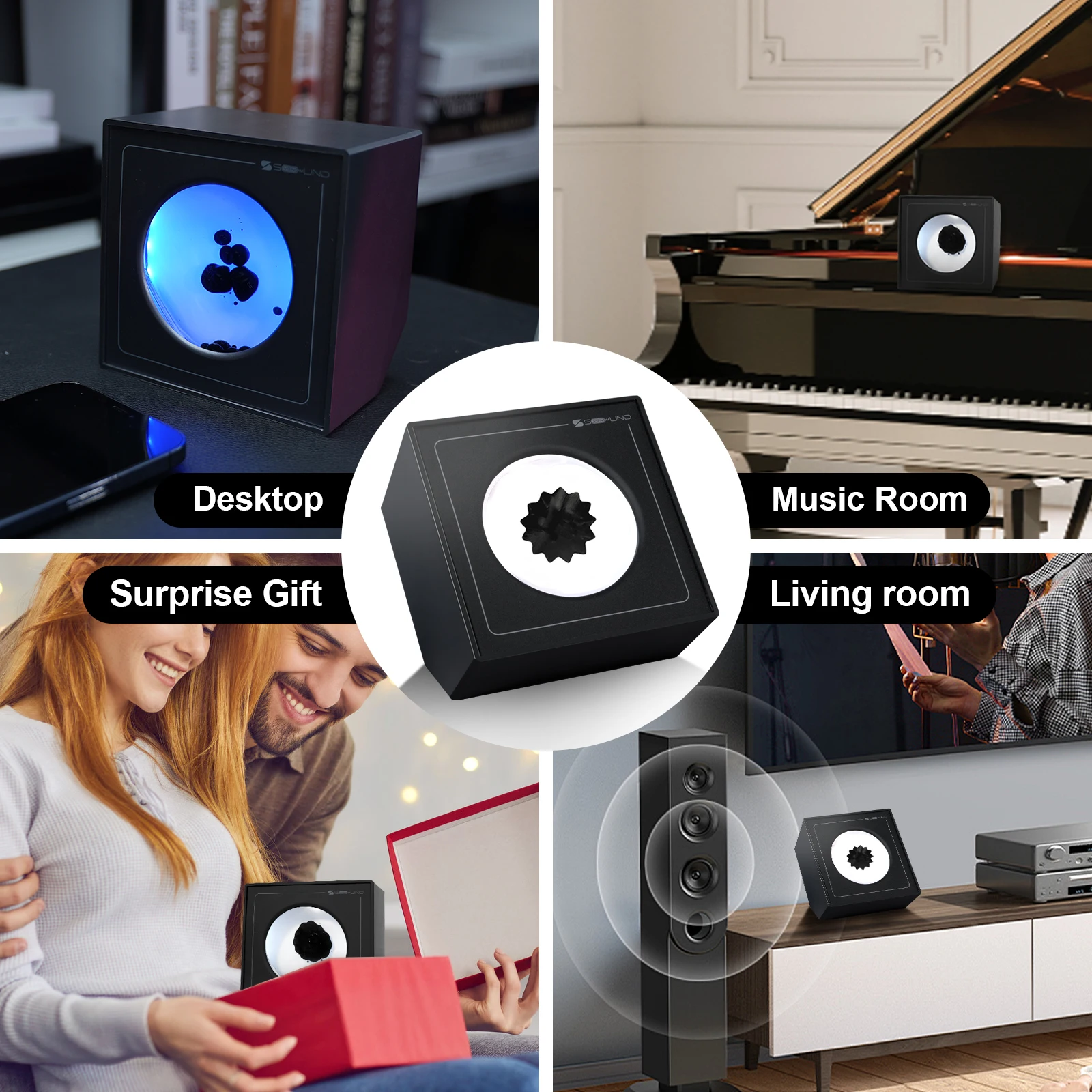 Ferrofluid Sound Visualizer Lamp, Ferrofluid Sound Visualizer Speaker Mate, Magnetic Fluid Rhythm Light, Speaker Musi
