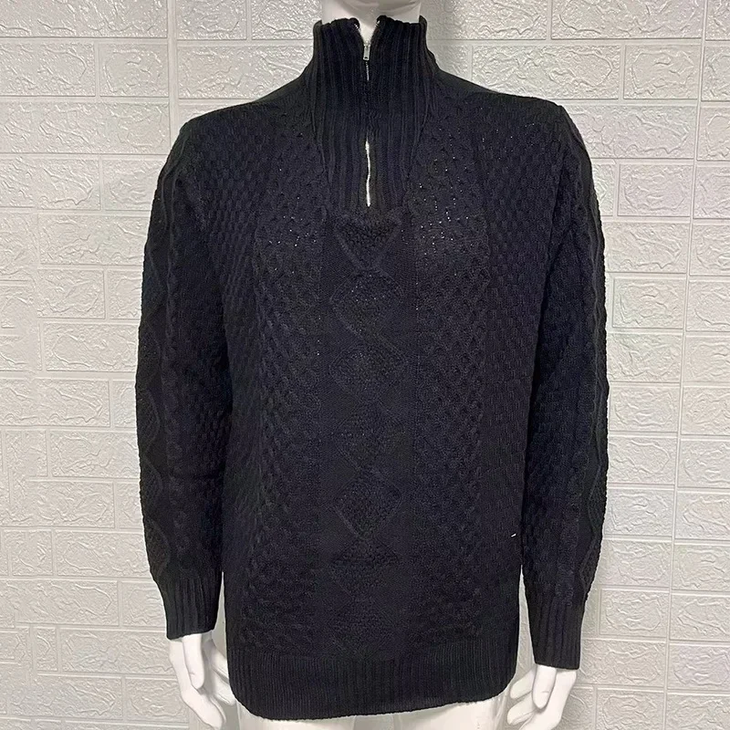 New Autumn and Winter Style European and American Men's Hooded Knitted Solid Color Long-sleeved Fashionable Single-wear Sweater. 3