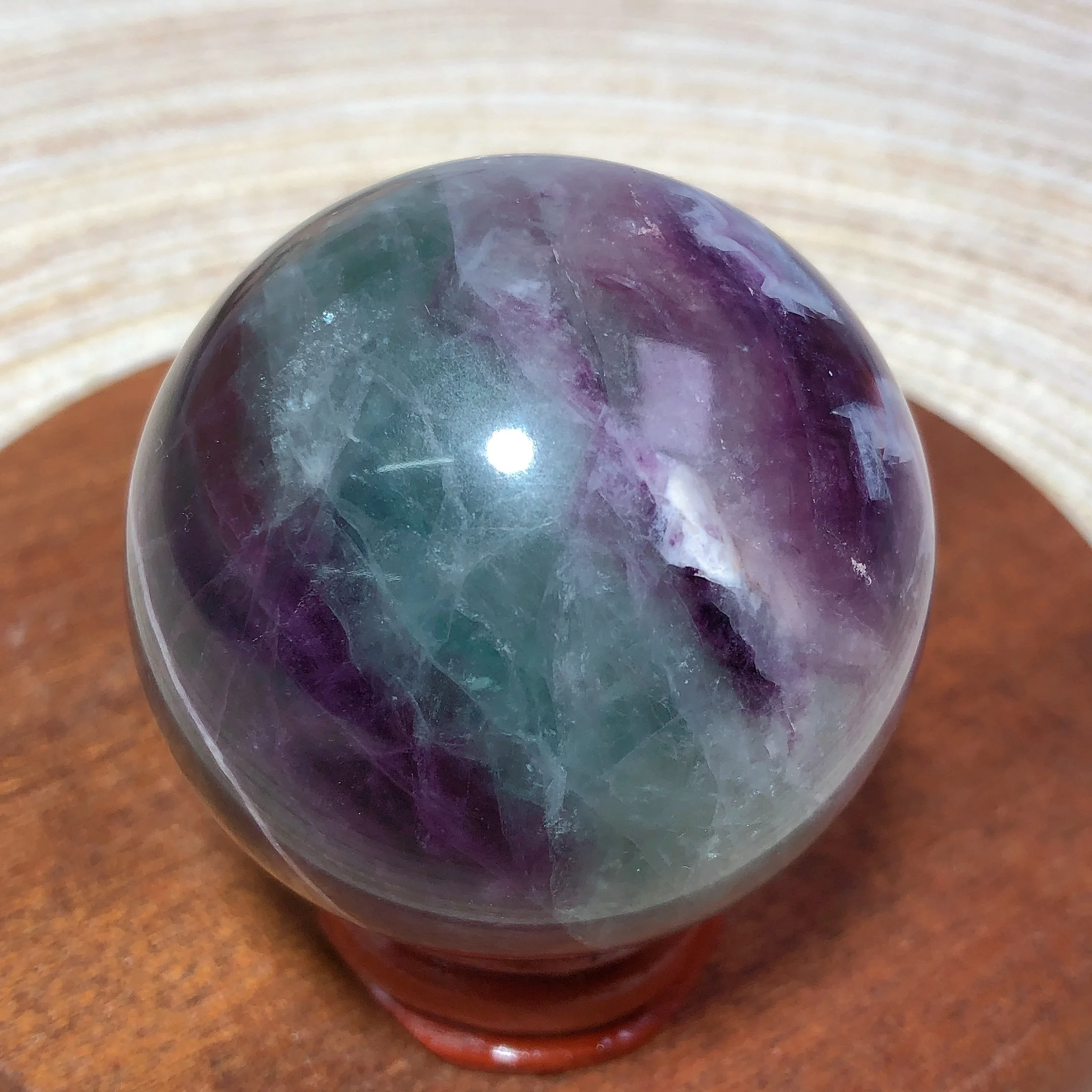 Natural Crystals Blue And Purple Fluorite Sphere Rainbow Flash High Quality Wholesale Polished Home Decorations Room Derco Gift 5