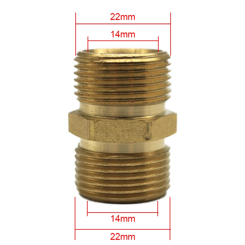 

4500 PSI M22/14mm 15mm Male Thread Hose To Hose Connector Coupler For Garden & Pressure Washer Pipe Joint