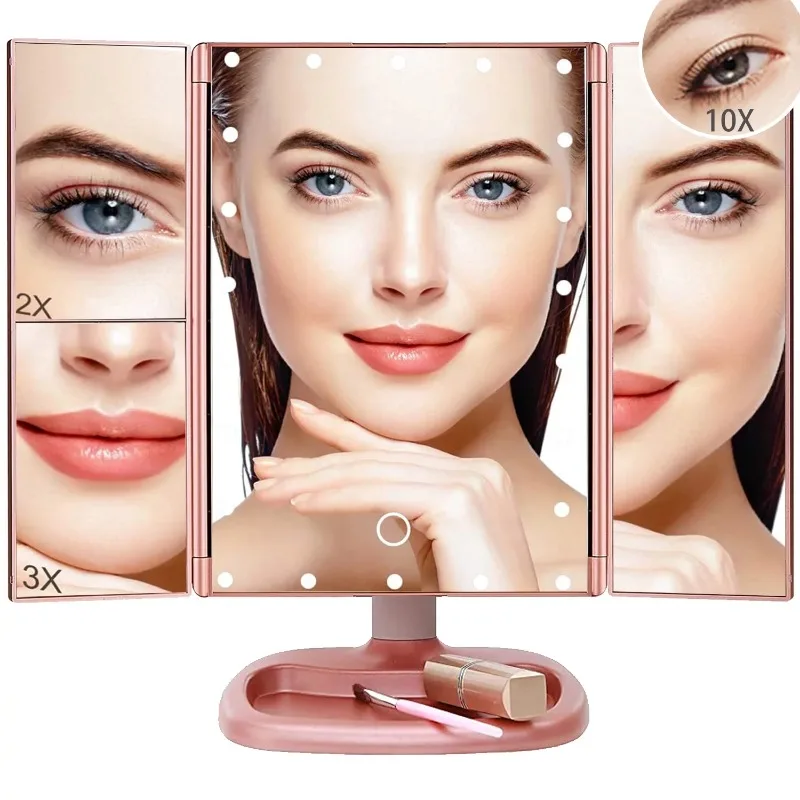 

Makeup Mirror Vanity Mirror with 22 LED Lights, 1x 2X 3X 10X Magnification, Lighted Makeup Mirror, Touch Control