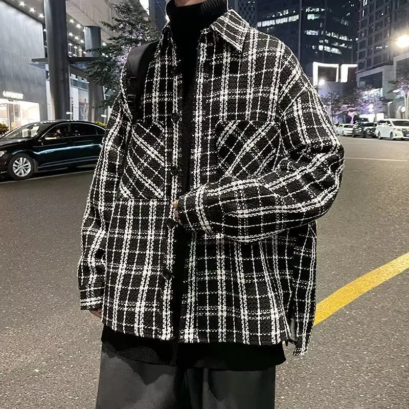 2023 Autumn Winter KPOP Fashion Style Harajuku Slim Fit Tops Loose All Match Casual Outerwear Square Neck Button Pockets Jacket