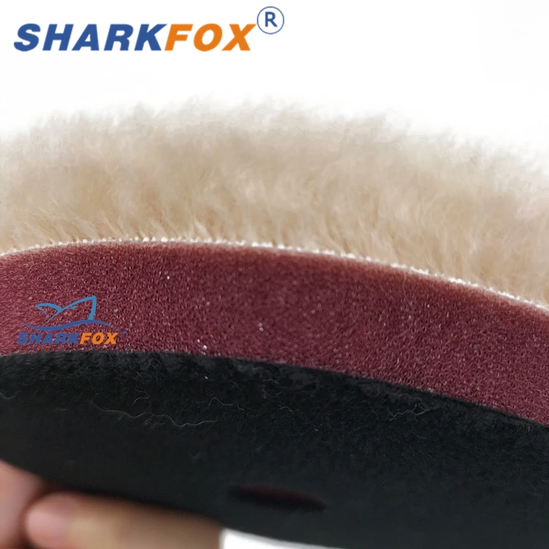 Sharkfox Beige Wool Pad 5Inch/6Inch High Density Lambs Woollen Polish ing Pad Wool Polishing For Car Polisher