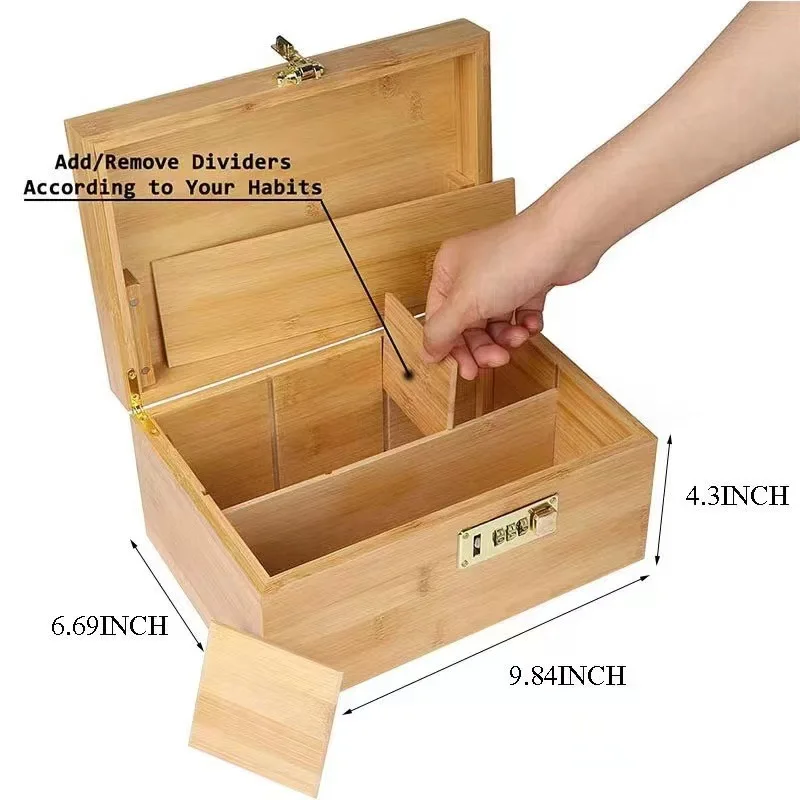 Wooden Tobacco Herb Storage Box Stash Case Cigarette Tray Natural Handmade For Smoking Pipe Accessories 5