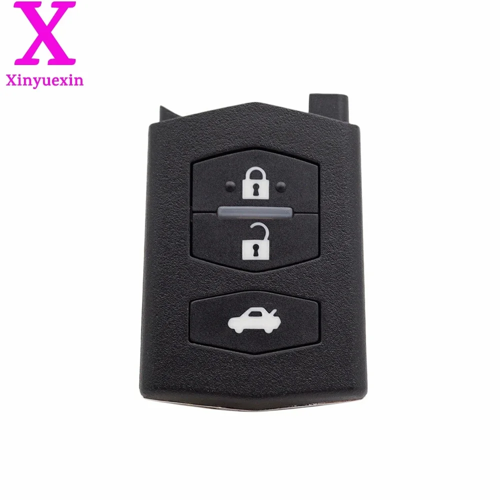 Xinyuexin Car Key Shell for Mazda 3 5 6 2 3 Buttons Remote Key Fob Folding Flip Plastic Case Uncut Blade Car Accessories key case car key shell car remote key car key key shell