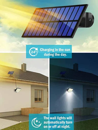 야외 방수 태양광 조명, 모션 센서 투광 리모컨, 파티오 차고 뒤뜰용 3 가지 모드, 106LED 2