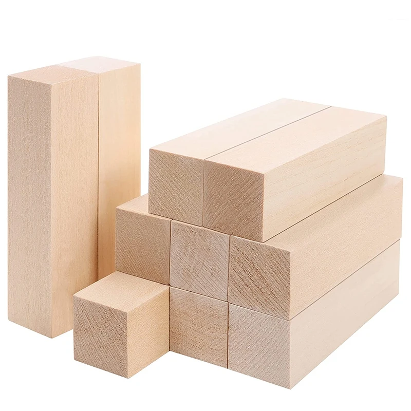 Large Carving Wood Blocks (10 Pack) 4 X 1 X 1 Inches Unfinished Basswood Project Craft Kit DIY Hobby Set For Beginners best wood router