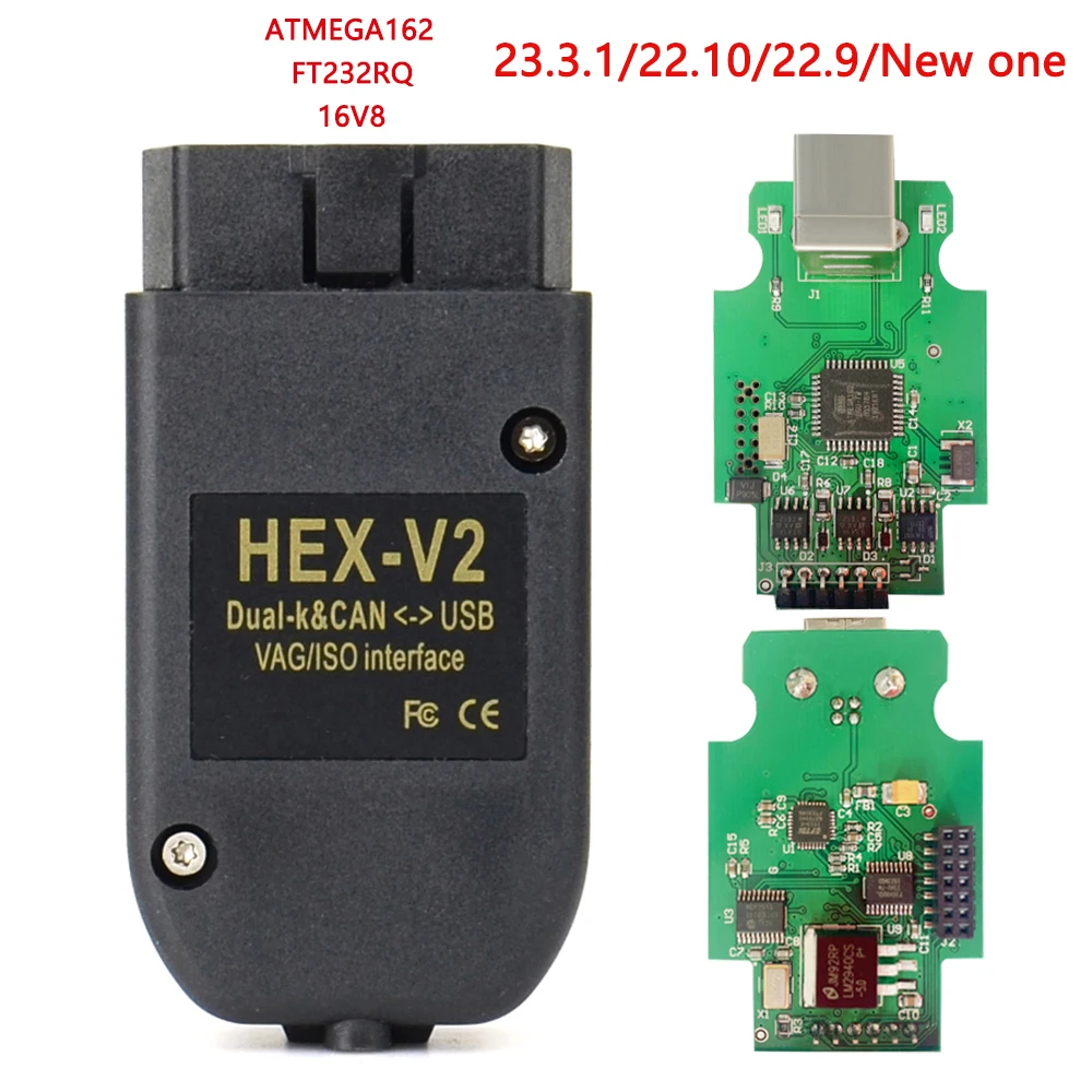V23.3.1 Per V2 Hex Com 21.3 Hex Com 20.12 Interfaccia Per Vw Audi Skoda Seat Vag 20.4 Inglese Francese Atmega162 Diagnostica