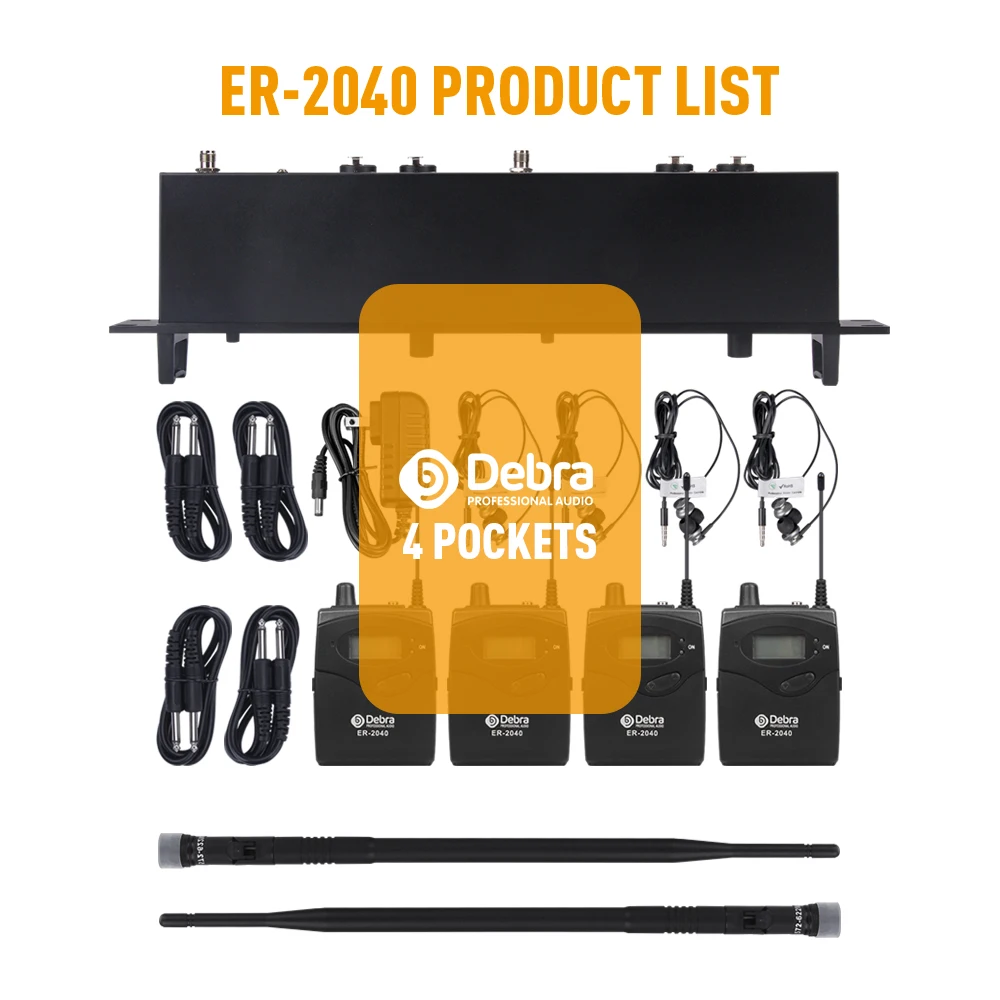 UHF IEM In-Ear Wireless Monitor System ER-2040 with Receiving Distance180m for S