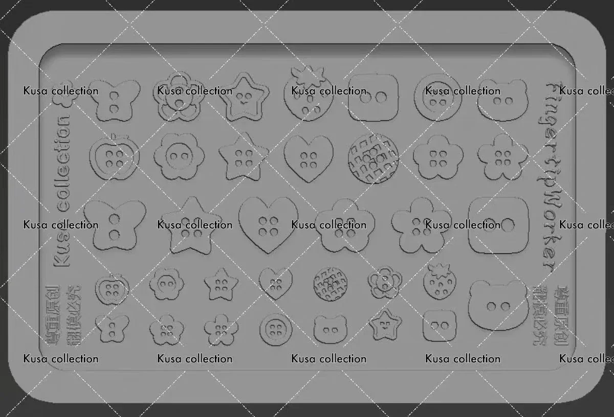 1개 과일 버튼 키 잠금 고양이 리본 3D 아크릴 몰드 네일 아트 장식 네일 DIY 디자인 실리콘 네일 템플릿 네일 몰드