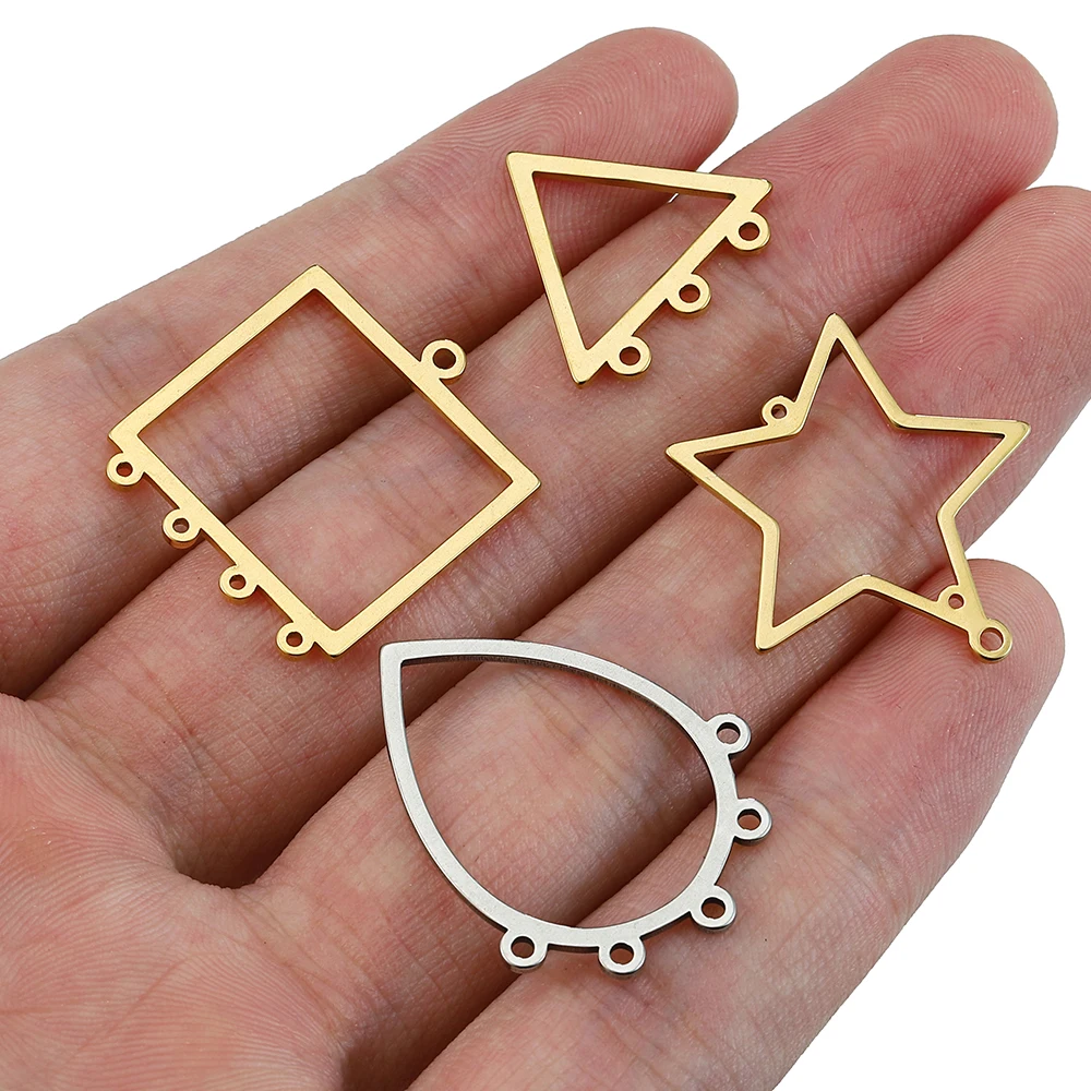 10 Stück Edelstahl Dreieck Blank Drop Connector Multi Löcher Connect Quaste Anhänger Charm Halskette Ohrring DIY Schmuckherstellung – Detail 6