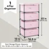 4-Tier Tall Closet Dresser with Drawers - Clothes Organizer and Small Fabric Storage for Bedroom (Pink) 3