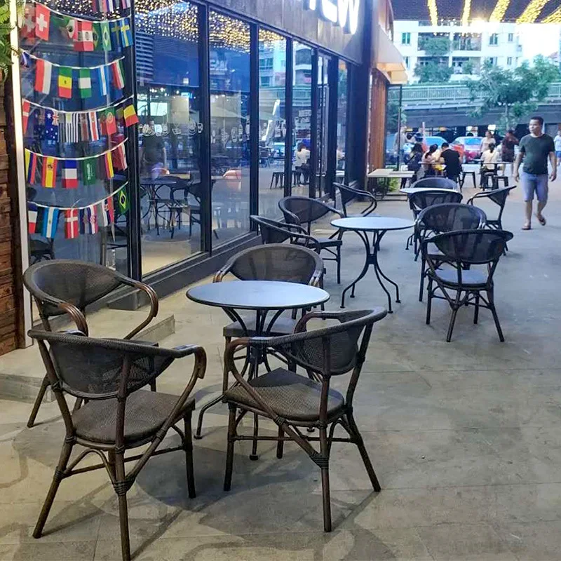 

Outdoor tables, chairs, rattan chairs, courtyard gardens, leisure outdoor with umbrella combination, coffee shop, bar, milk