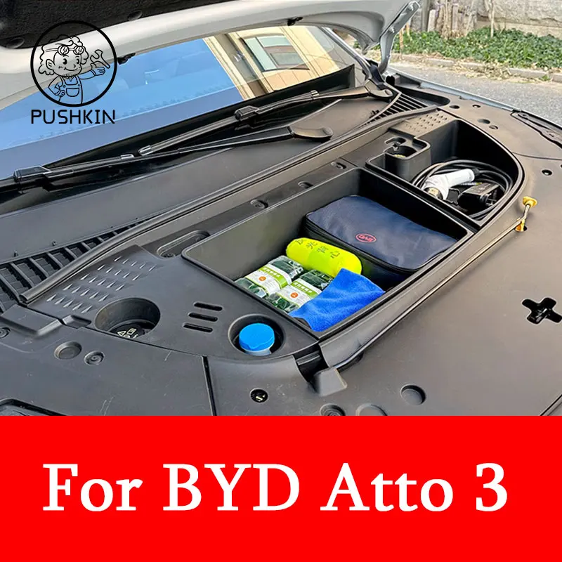 For BYD ATTO3 EV 2023 Car Front Trunk Organizer Box Left Rudder Engine
