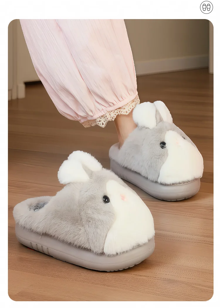 Lustige stereoskopische Kaninchenschuhe für Damen, 2025, Designer-Tier, flauschige Hausschuhe, weibliche Eva-Wolke, pelzige Slides-Schuhe – Detail 15