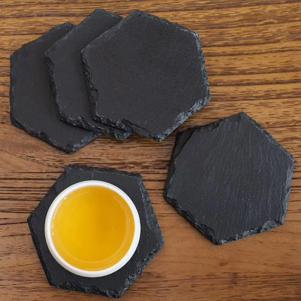 Table Coaster Natural Rock Tea Coaster Drinking Cup Pad Mat Japanese Style Natural Edge Stone Drink Coaster Slate Stone Coaster