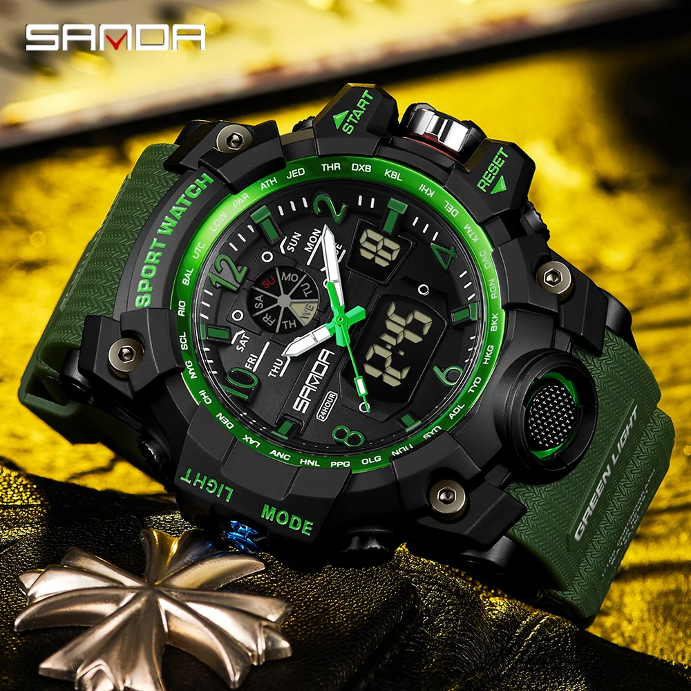 

SANDA Luxury Brand Men Watches 50M Waterproof Sports Military Watch Digital Quartz Wristwatch For Male Relogio Masculino 3169