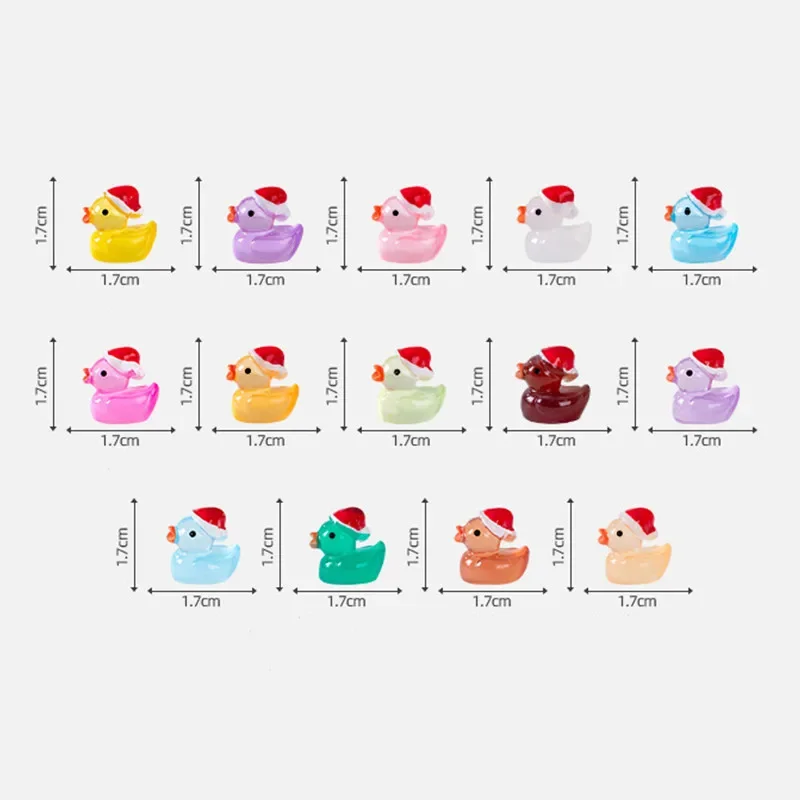 50pc Christmas Mini Resin Ducks Glitter Miniature Christmas Hat Duck Figures Shine Tiny Duck Ornaments Micro Landscape Decor ornament crafts miniature figurines resin ornaments miniature ornament resin crafts miniature duck figurines