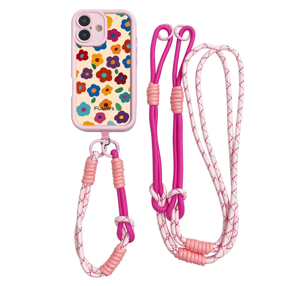 Floral Wrist Chain Crossbody Lanyard Phone Case