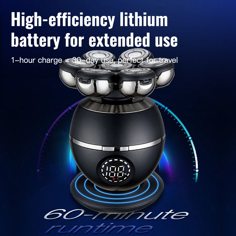 7D 플로팅 충전 전기 면도기, 시트 충전기, 휴대용 남성용 다기능 트리머, 면도기, 전신 방수